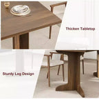 Grande table à manger rectangulaire de 180 cm pour 6 à 8 personnes, table de salle à manger rustique en bois massif avec pieds robustes et plateau solide pour salle à manger