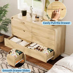 Commode à 6 tiroirs GustoWave, commode en bois avec pieds en métal et kit anti-basculement, meuble de rangement à coins arrondis pour chambre ou salon