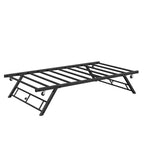 Lit gigogne double avec roulettes verrouillables - Cadre de lit pliant en métal escamotable pour chambre à coucher, chambre d'amis et salon