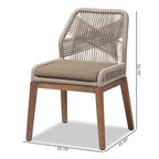Chaise de salle à manger moderne de style transitionnel en acajou tissée de corde – Gris