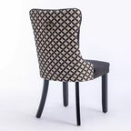 Lot de 2 chaises de salle à manger en velours noir classique, chaises de salle à manger contemporaines en bois massif capitonnées en velours avec pieds en bois cloutés