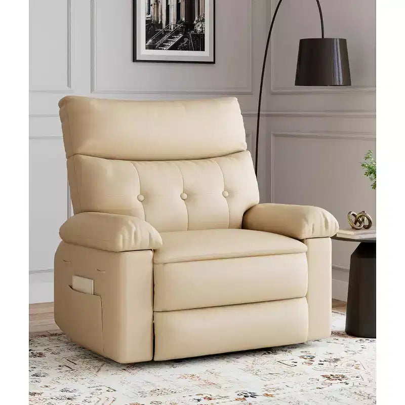 Fauteuil inclinable en cuir surdimensionné, inclinable manuel extra large, chaise longue avec accoudoirs et dossier confortables en éponge 1,5X pour salon, chambre