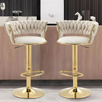 Tabouret de bar réglable pivotant à dossier bas et base dorée