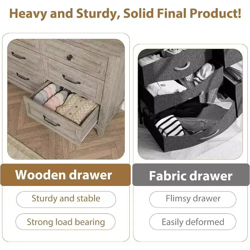 Commode pour Chambre, Commode Moderne en Bois à 6 Tiroirs, Meuble TV, Armoire en Bois, Commodes à 6 Tiroirs pour Chambre Salon