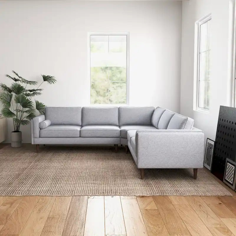 Canapé d'angle symétrique Flavia Mid Century Modern à coussins de dossier