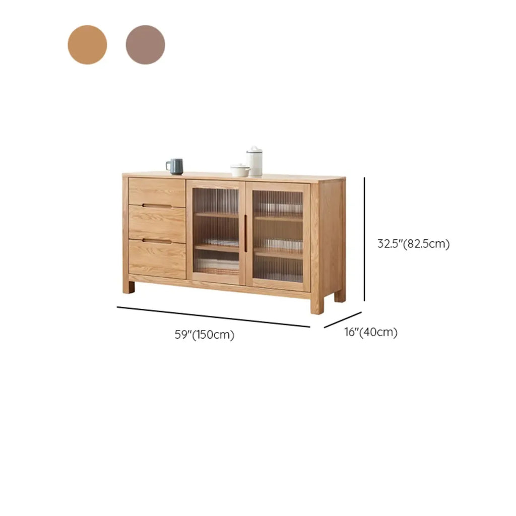 Buffet moderne en bois avec étagères et tiroirs