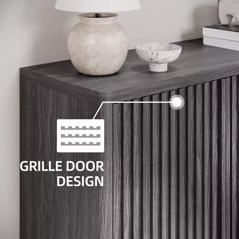 Meuble à chaussures de 46 pouces avec porte cannelée, rangement à 5 niveaux avec 4 étagères réglables, organisateur de chaussures rustique pour entrée, couloir, salon