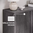 Meuble à chaussures de 46 pouces avec porte cannelée, rangement à 5 niveaux avec 4 étagères réglables, organisateur de chaussures rustique pour entrée, couloir, salon