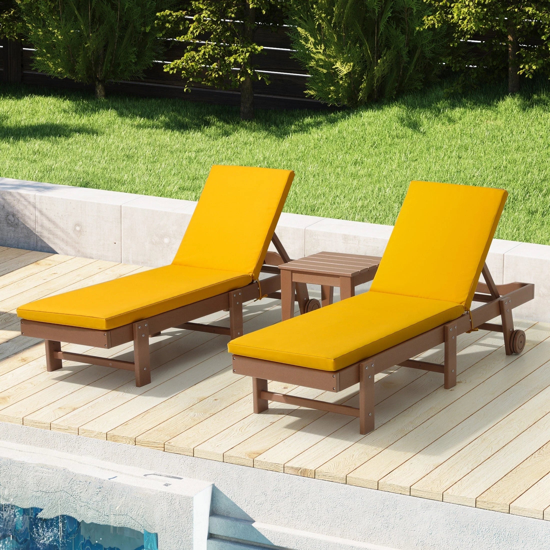 Coussins de chaise longue de patio d'extérieur tout temps Polytrends Fading Free - (Lot de 2)