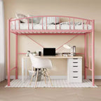 Lit mezzanine double moderne en métal, peu encombrant, usage intensif, garde-corps arqué, échelle de sécurité, sommier tapissier non requis – Noir mat ou gris