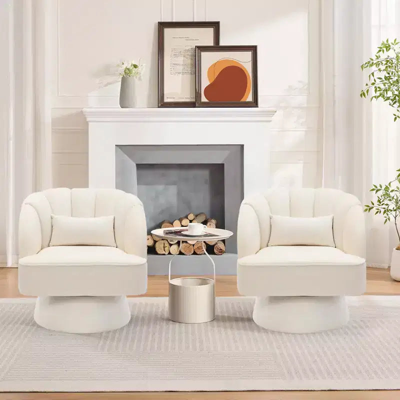 Fauteuil pivotant GustoWave avec accoudoirs, fauteuil rond en velours pivotant à 360° de style Mid-Century, fauteuil moderne pour salon