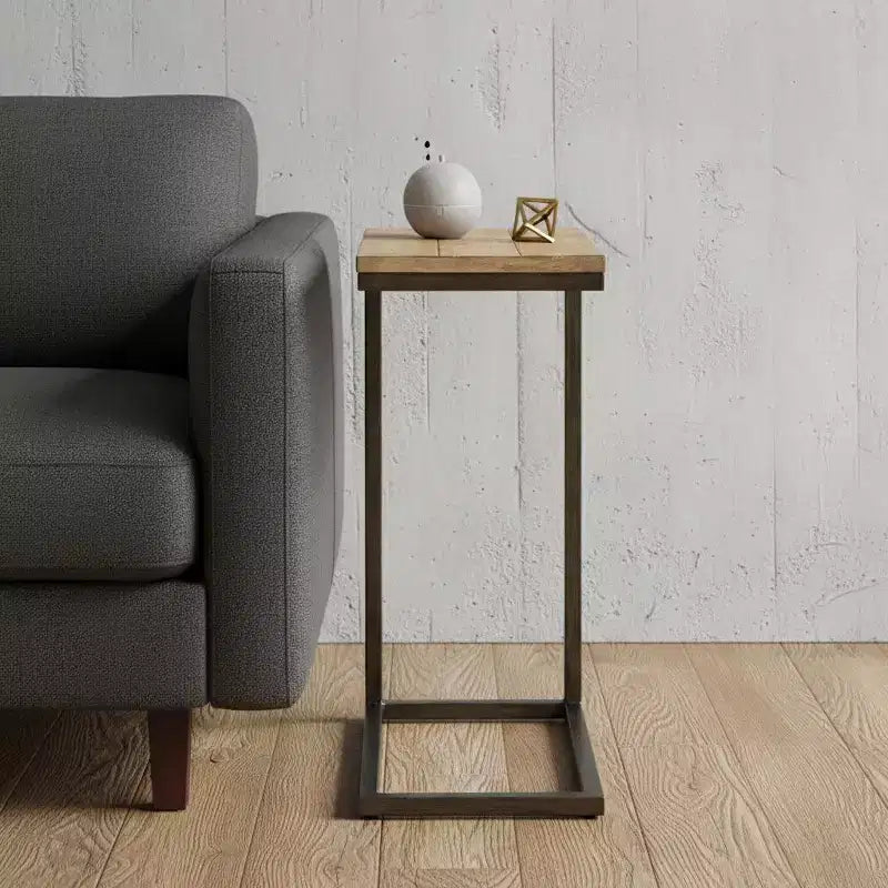 Table d'appoint rectangulaire HomeRoots 25 en bois massif noir et chêne