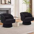 Fauteuil d'appoint pivotant moderne avec dossier rayé et coussin moelleux - Chaise longue ronde rembourrée