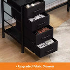 Bureau d'ordinateur en L noir de 168 cm avec station de charge, bureau de jeu de 240 cm de long pour deux personnes, 4 tiroirs, 2 supports d'écran, rangement pour bureau à domicile