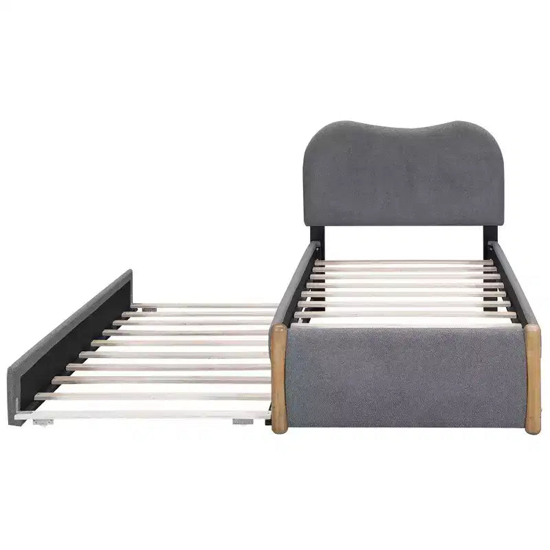 Cadre de lit plateforme rembourré pleine/double avec lit gigogne double – HABITRIO