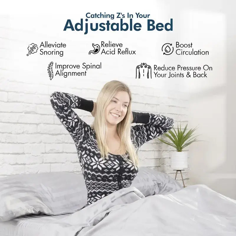 Base réglable Renanim SF avec matelas hybride 12, massage, USB, éclairage sous le lit, application, inclinaison tête et pieds