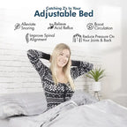 Base réglable Renanim SF avec matelas hybride 12, massage, USB, éclairage sous le lit, application, inclinaison tête et pieds