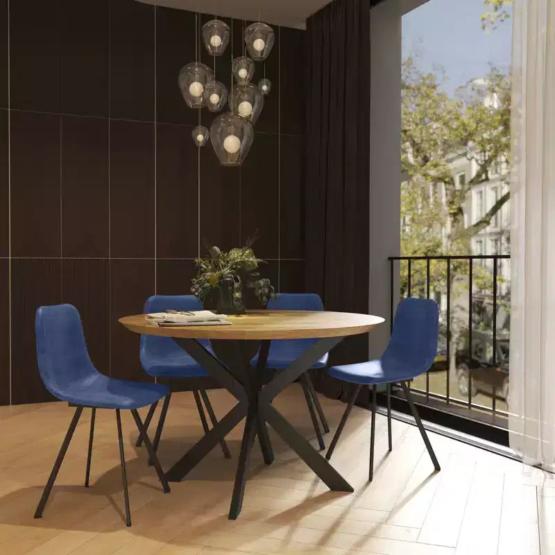 LeisureMod Markley, lot de 4 chaises de salle à manger modernes en cuir avec pieds en métal, assise rembourrée, design élégant pour cuisine, salle à manger, bureau ou salon