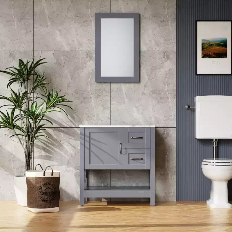 Meuble-lavabo de 30 po gris / Miroir et dessus seulement