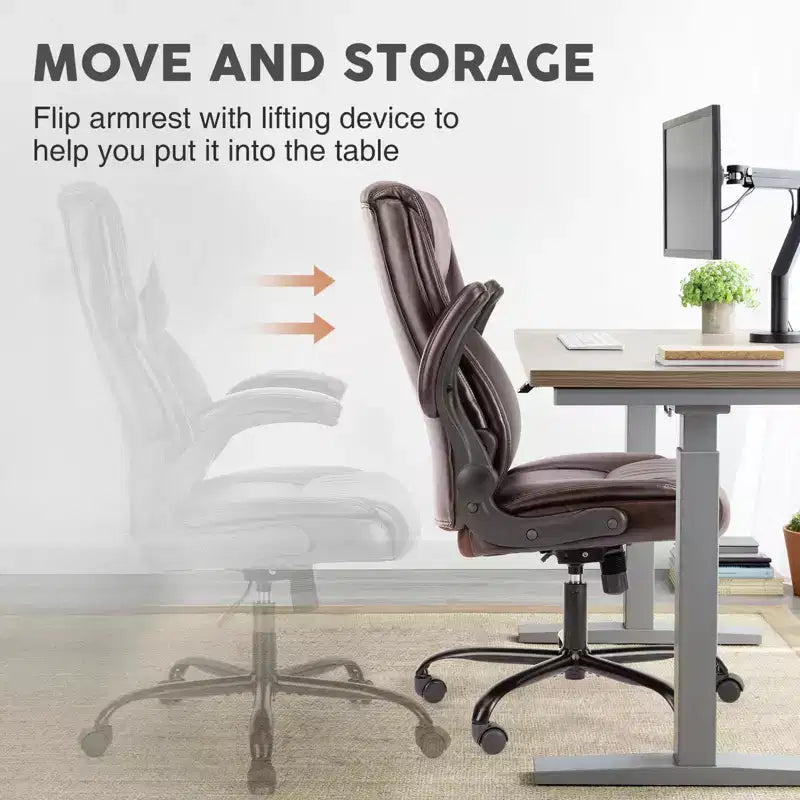 Chaise de bureau ergonomique TUYOHW avec accoudoirs relevables réglables, chaise d'ordinateur pivotante avec soutien lombaire et base en métal, chaise Criss Cross pour la maison