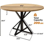 Table de salle à manger ronde de 120 cm pour 4 personnes, tables de cuisine en bois avec pied en métal et plateau en 4 parties, peu encombrante, table de dîner circulaire pour la maison