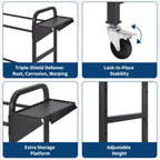 Support à pneus, capacité de 227 kg, support de rangement de pneus roulant réglable avec 2 étagères et 4 roulettes pivotantes pour garage, pneus de VUS et de camions, noir