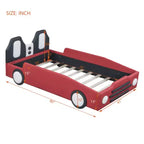Lit plate-forme en forme de voiture de course, taille jumeau, avec roues, jaune