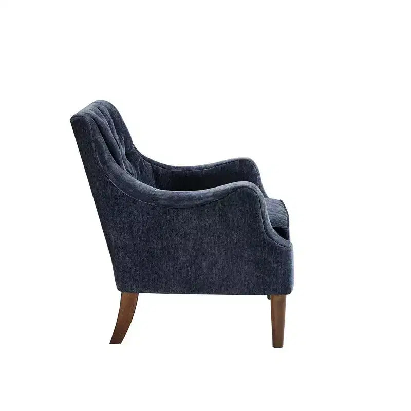 Okak Fauteuil d'appoint contemporain avec boutons capitonnés, coussin rembourré et pieds en bois, pour salon, chambre ou coin lecture