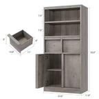 Meuble de Rangement Salle de Bain Haut de 129 cm, Meuble Bas Autonome avec 2 Tiroirs, Meuble de Rangement pour Salon Cuisine Salle de Bain