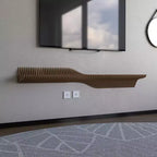 Étagère flottante Sierra BATAMEX Parametric 152 cm Meuble TV moderne géométrique en bois Décoration murale Chêne naturel Étagère de salon ondulée 3D