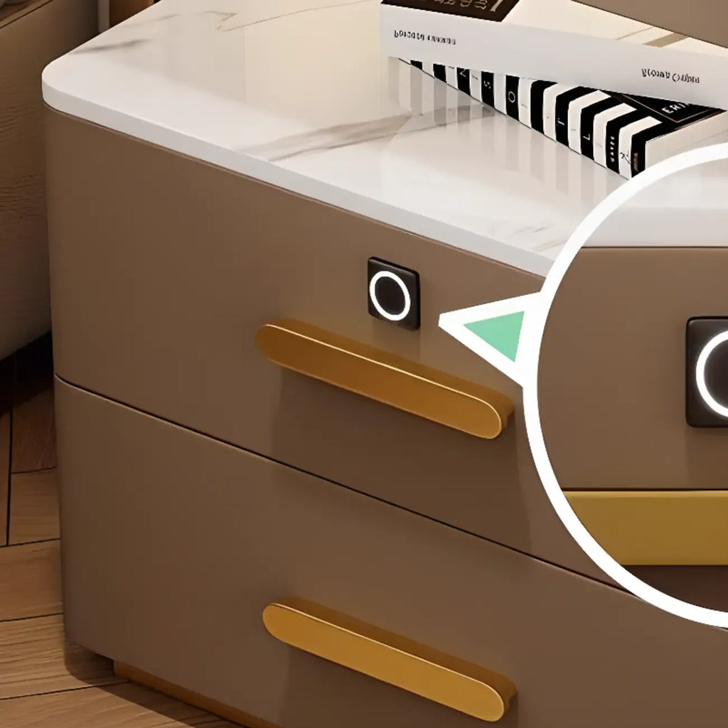 Table de chevet avec rangement à tiroirs, recharge sans fil et éclairage LED