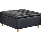 Table basse coffre de rangement Acekool, plateau relevable, capitonné, 90x90x51 cm