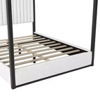 Lit plateforme à baldaquin moderne grand format Luxystar avec tête de lit rembourrée, noir