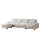 Canapé en velours côtelé de 320 cm avec porte-gobelet, très grand canapé d'angle en L, repose-pieds mobile