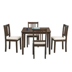 Ensemble Table et Chaises de Salle à Manger Carrée en Bois, Table à Manger Décontractée avec 4 Chaises de Salle à Manger Rembourrées pour Coin Repas de Cuisine