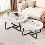 Ensemble de 2 tables basses gigognes rondes, style scandinave, petites tables basses et d'appoint pour salon, chambre à coucher, balcon