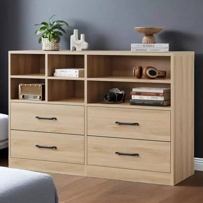 2 commodes en bois pour chambre à coucher avec étagères réglables, commodes modernes avec rangement ouvert, meuble TV pour salon, couloir