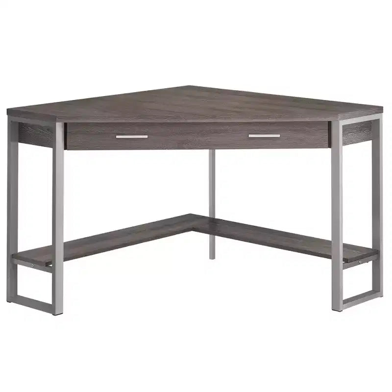 Bureau d'angle informatique taupe et argent 42