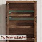 Grand garde-manger de cuisine en bois, armoire de rangement alimentaire autonome de style ferme avec 4 portes magnétiques, étagères réglables, grand rangement