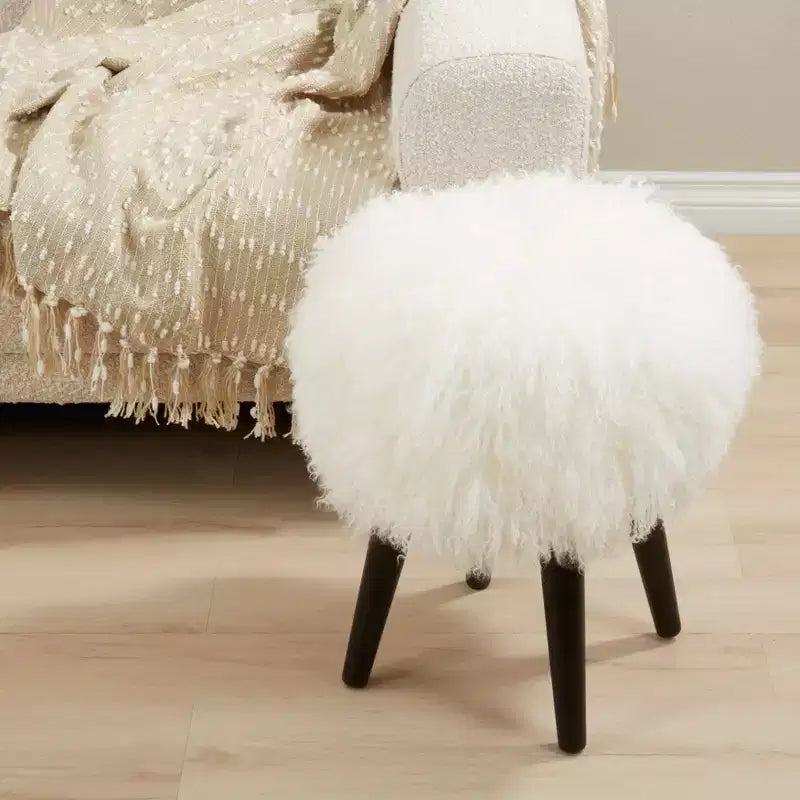 Saro Lifestyle Tabouret en fourrure d'agneau de Mongolie