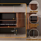 JVNOXK 55 Table de Console TV Moderne avec Compartiment de Rangement et Porte Coulissante - Meuble TV-Hifi Noyer pour Salon, Chambre, Bureau