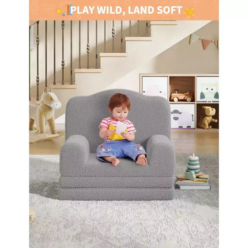 Canapé et fauteuil pour enfants 2-en-1 – Sofa en mousse pliable pour tout-petits