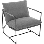 Fauteuil d'appoint suspendu pour salon, fauteuil douillet moderne à cadre métallique, chaises rembourrées avec coussin en mousse déchiquetée, chaise longue