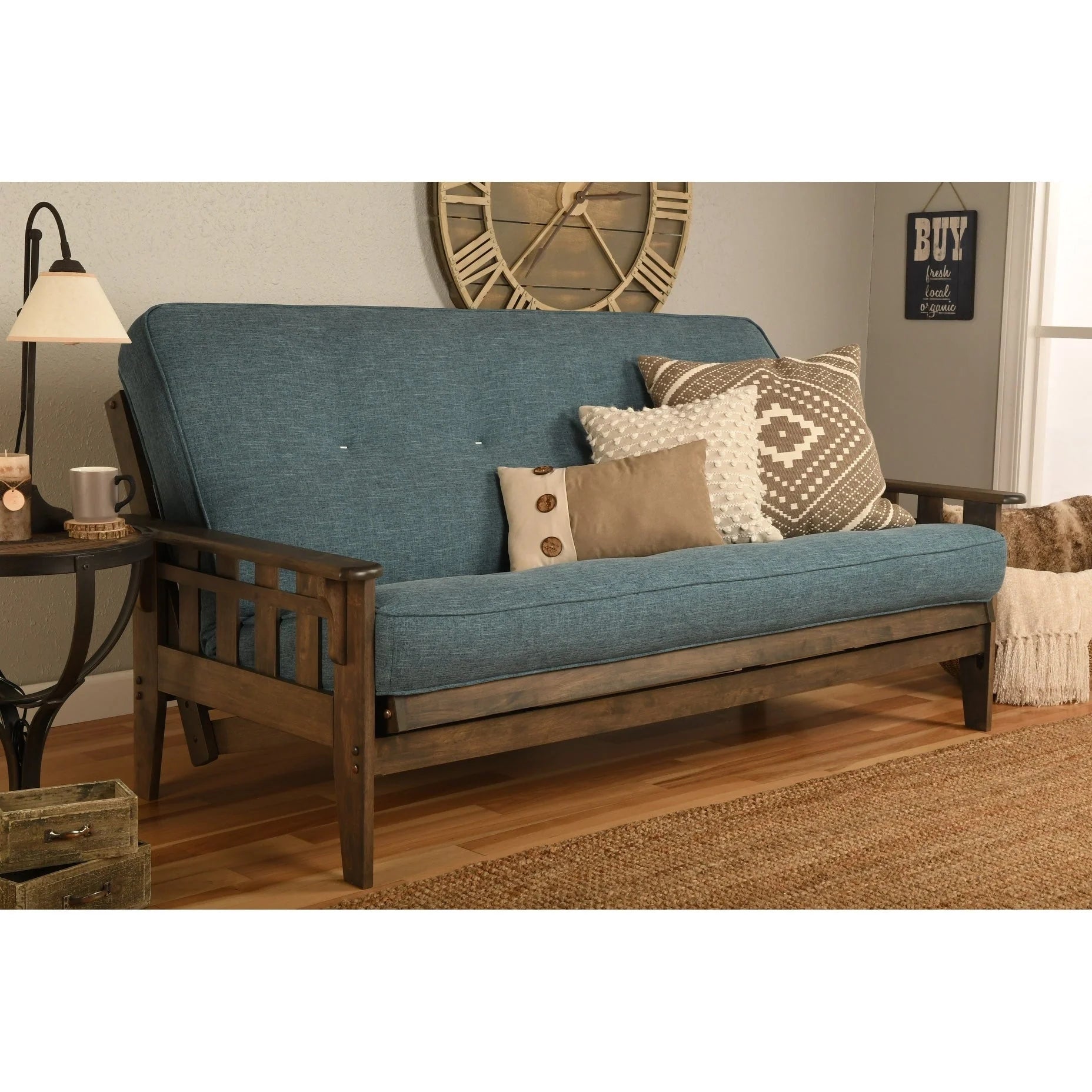 Ensemble de futon rustique pleine grandeur Somette Tucson en noyer avec matelas
