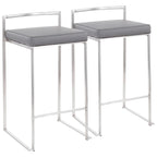 Tabouret de comptoir Silver Orchid Forrest en acier inoxydable empilable et entièrement soudé (lot de 2)