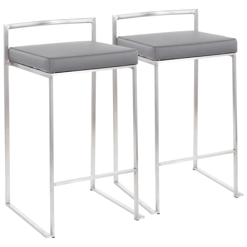 Tabouret de comptoir Silver Orchid Forrest en acier inoxydable empilable et entièrement soudé (lot de 2)