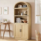 Bibliothèque avec portes Étagère arquée de 182 cm de haut Armoire de style campagnard avec étagères Bibliothèques en bois pour bureau à domicile, salon