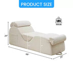 Mjkone Chaise Longue de Yoga en Velours Côtelé, Canapé de Yoga Incurvé avec Appui-Tête/Coussin Lombaire/Repose-Pieds Amovibles, Base Antidérapante