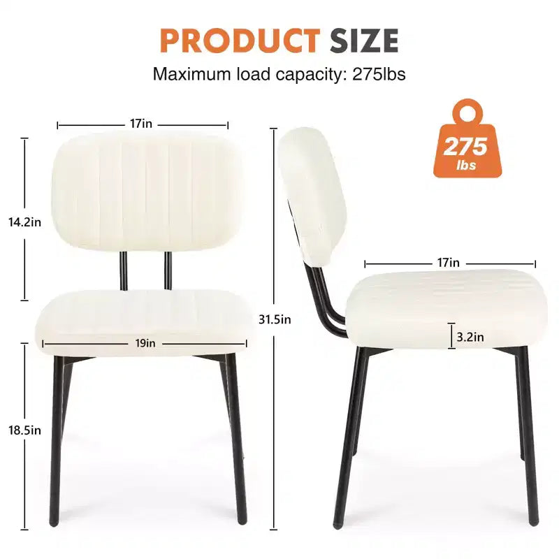 Okak Chaise de salle à manger capitonnée en similicuir avec cadre en métal, lot de 2 chaises d'appoint pour salle à manger, cuisine