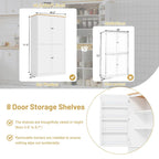 Garde-manger de cuisine autoportant avec 2 tiroirs, meuble de rangement avec 8 étagères de porte, armoires avec 2 étagères réglables